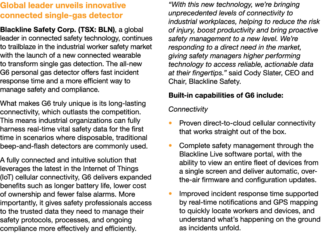 Global leader unveils innovative connected single gas detector Blackline Safety Corp. (TSX: BLN), a global leader in ...