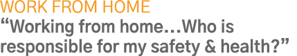 Work From Home  Working from home   Who is responsible for my safety & health  