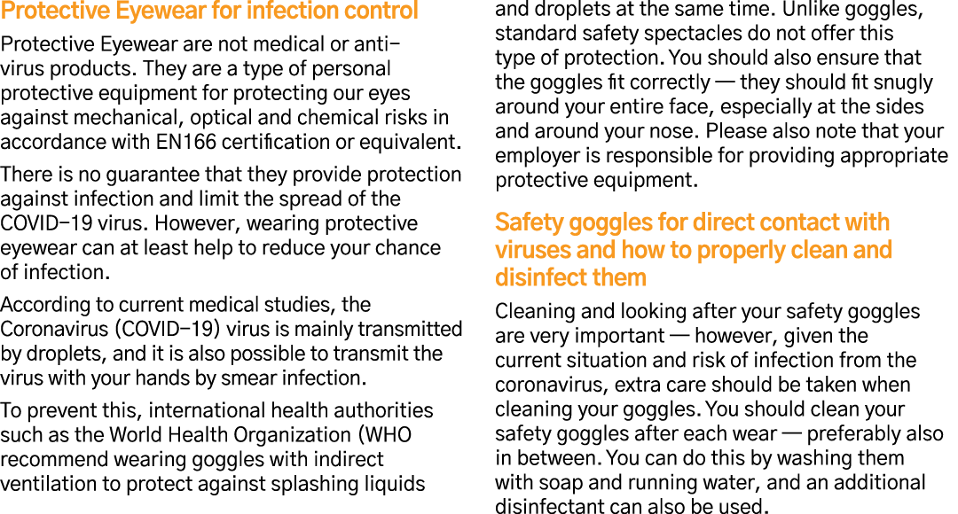 Protective Eyewear for infection control Protective Eyewear are not medical or anti-virus products  They are a type o   