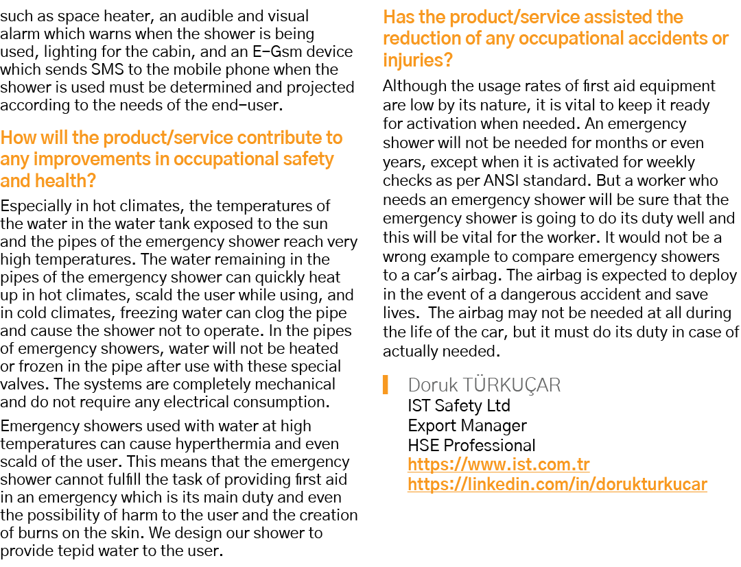 such as space heater, an audible and visual alarm which warns when the shower is being used, lighting for the cabin,    