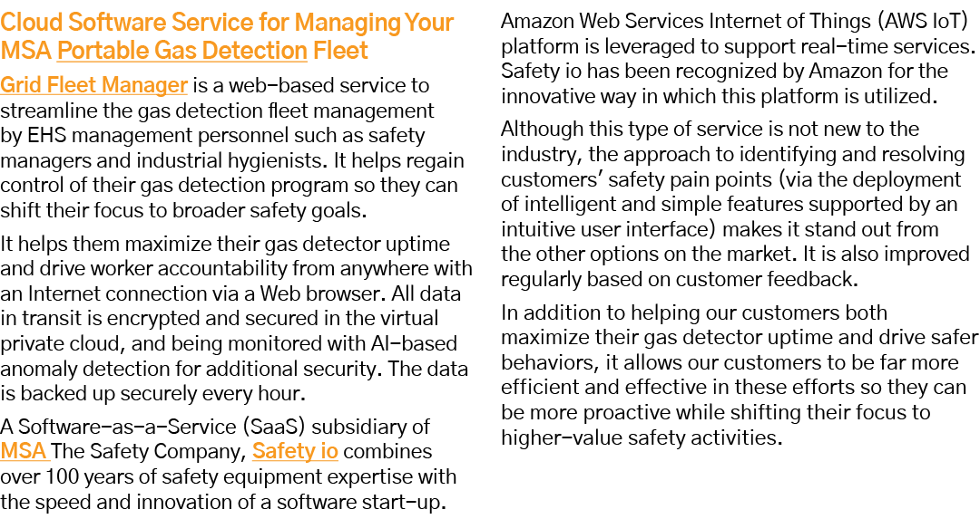 Cloud Software Service for Managing Your MSA Portable Gas Detection Fleet Grid Fleet Manager is a web-based service t   