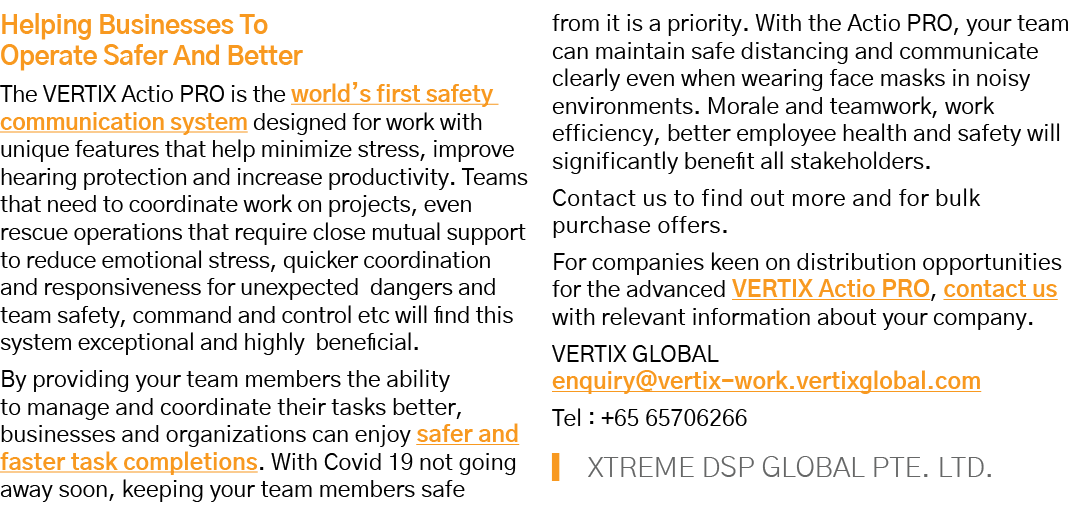 Helping Businesses To Operate Safer And Better The VERTIX Actio PRO is the world s first safety communication system    