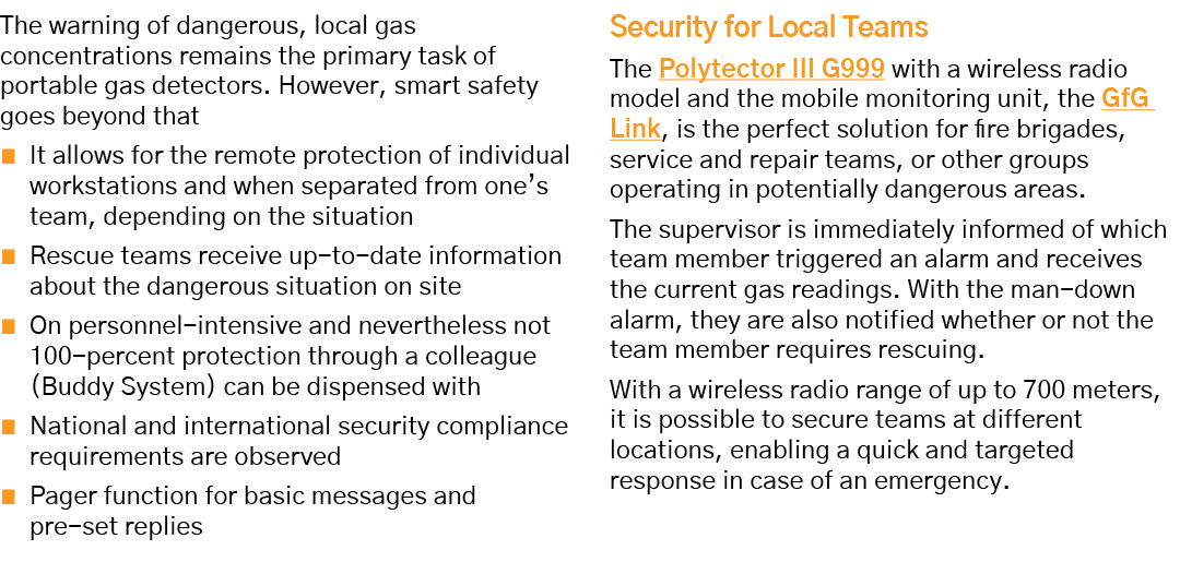 The warning of dangerous, local gas concentrations remains the primary task of portable gas detectors  However, smart   
