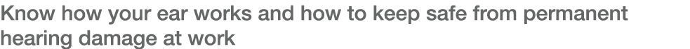 Know how your ear works and how to keep safe from permanent hearing damage at work