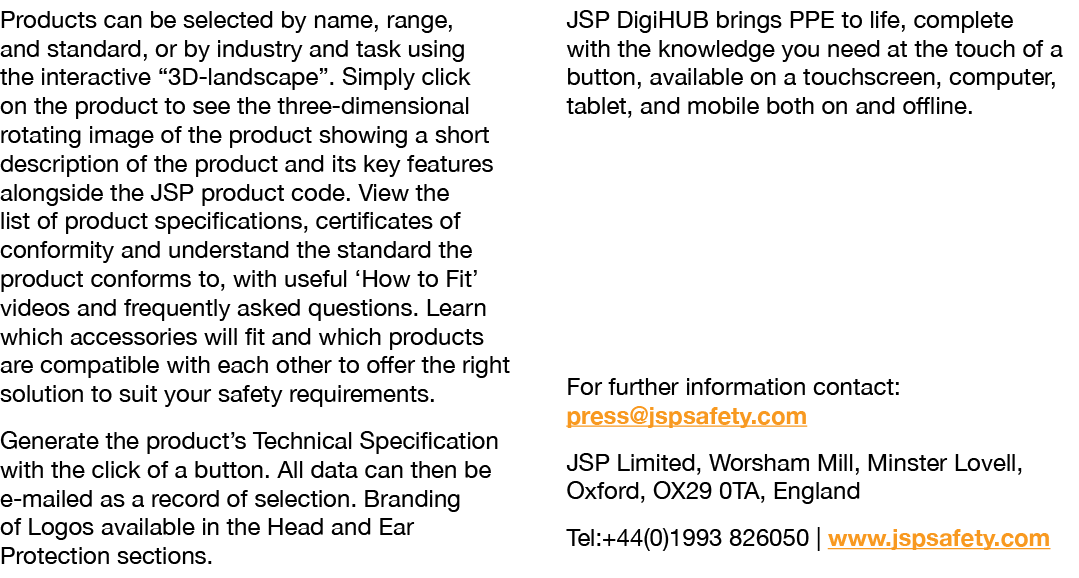 Products can be selected by name, range, and standard, or by industry and task using the interactive  3D-landscape      