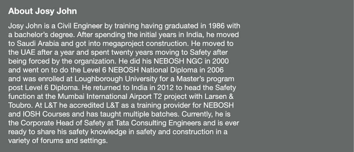 About Josy John Josy John is a Civil Engineer by training having graduated in 1986 with a bachelor s degree  After sp   
