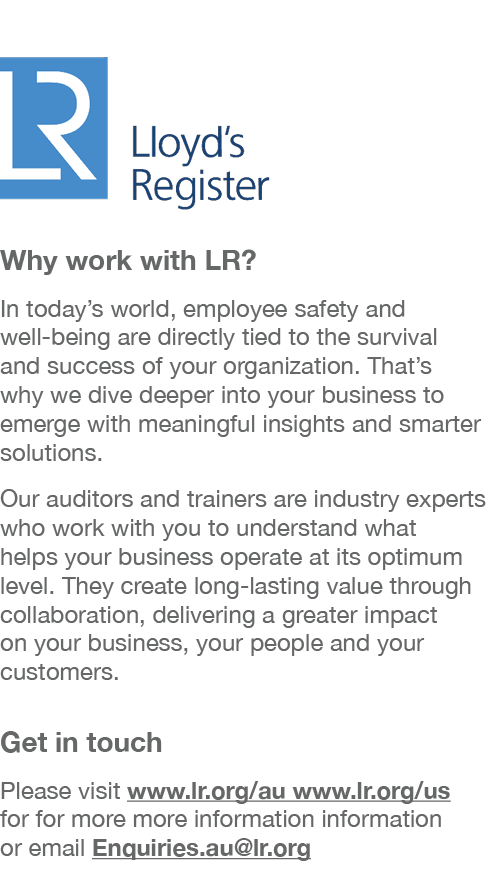  Why work with LR  In today s world, employee safety and well-being are directly tied to the survival and success of    