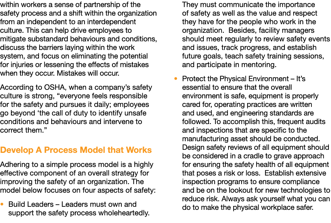 within workers a sense of partnership of the safety process and a shift within the organization from an independent t   