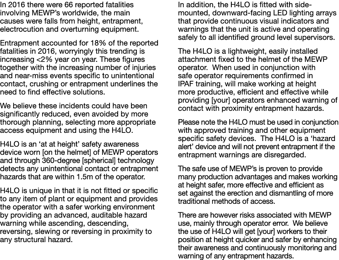 In 2016 there were 66 reported fatalities involving MEWP s worldwide, the main causes were falls from height, entrapm   