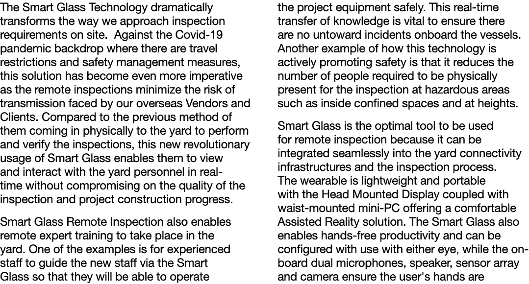 The Smart Glass Technology dramatically transforms the way we approach inspection requirements on site  Against the C   