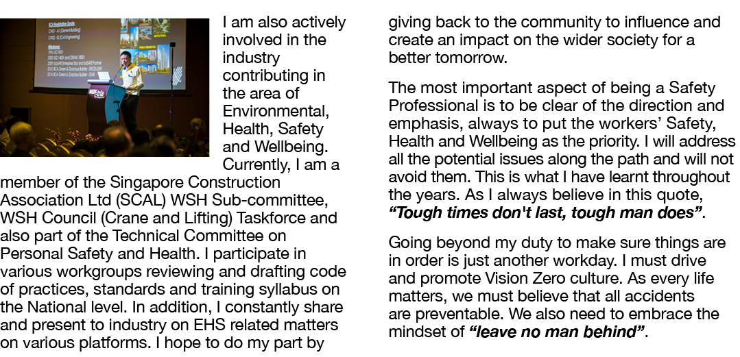  I am also actively involved in the industry contributing in the area of Environmental, Health, Safety and Wellbeing    