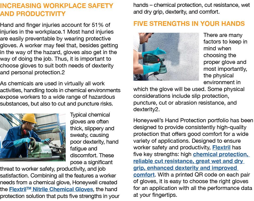 INCREASING WORKPLACE SAFETY AND PRODUCTIVITY Hand and finger injuries account for 51% of injuries in the workplace 1    