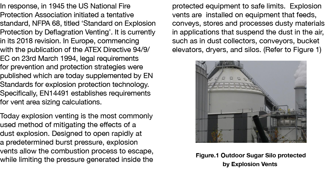 In response, in 1945 the US National Fire Protection Association initiated a tentative standard, NFPA 68, titled  Sta   