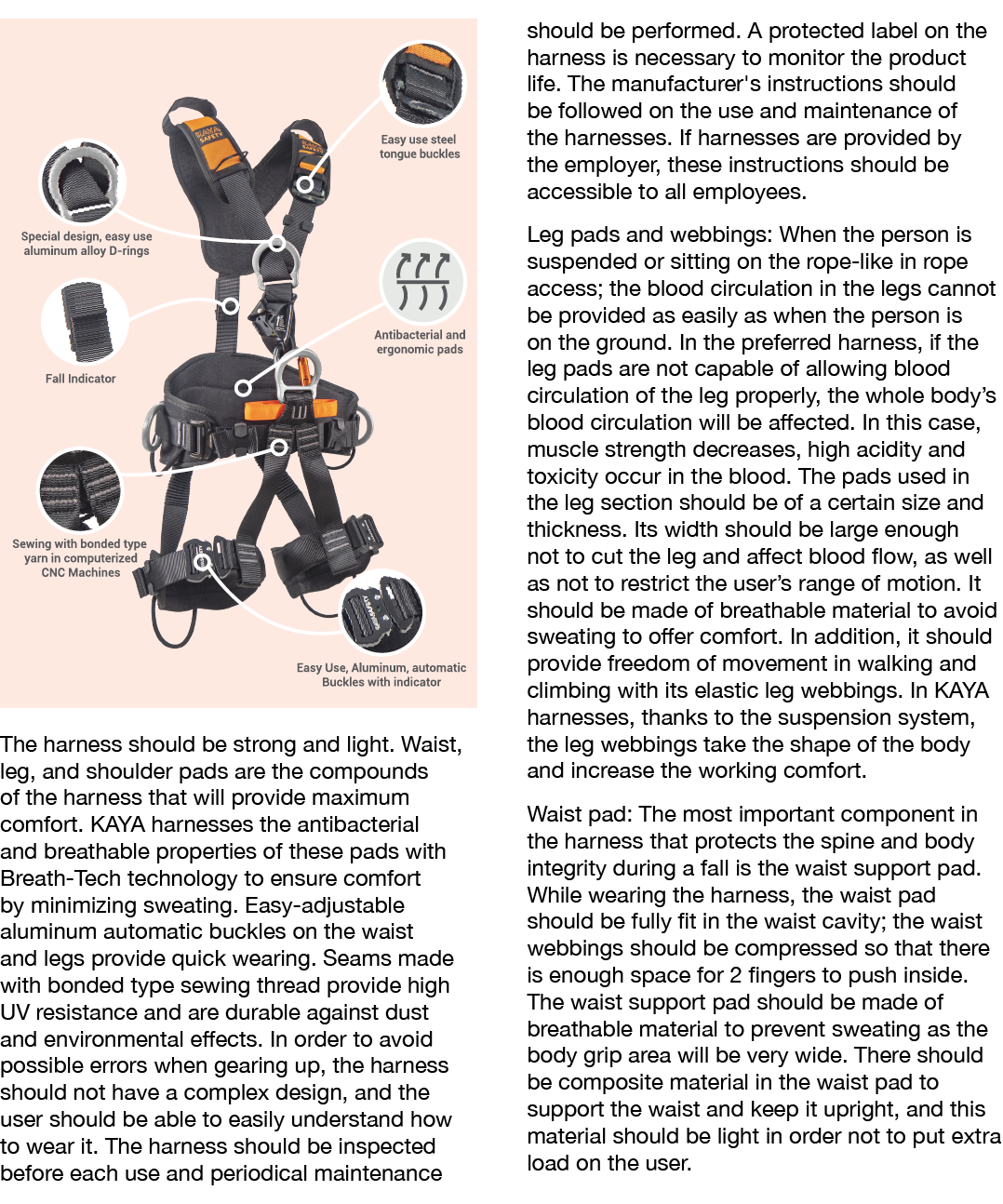  The harness should be strong and light  Waist, leg, and shoulder pads are the compounds of the harness that will pro   