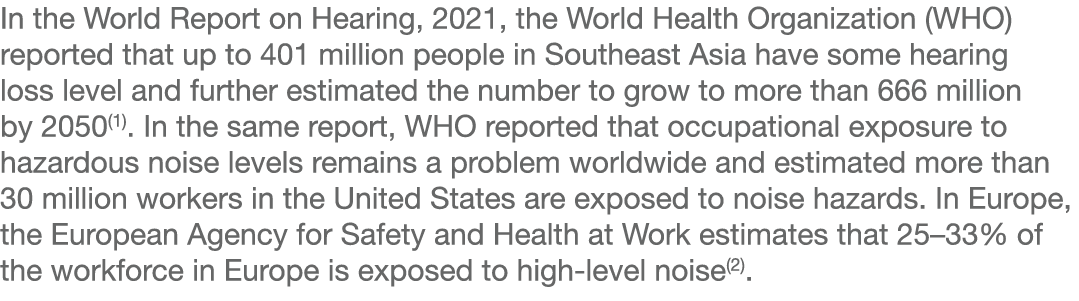 In the World Report on Hearing, 2021, the World Health Organization (WHO) reported that up to 401 million people in S   