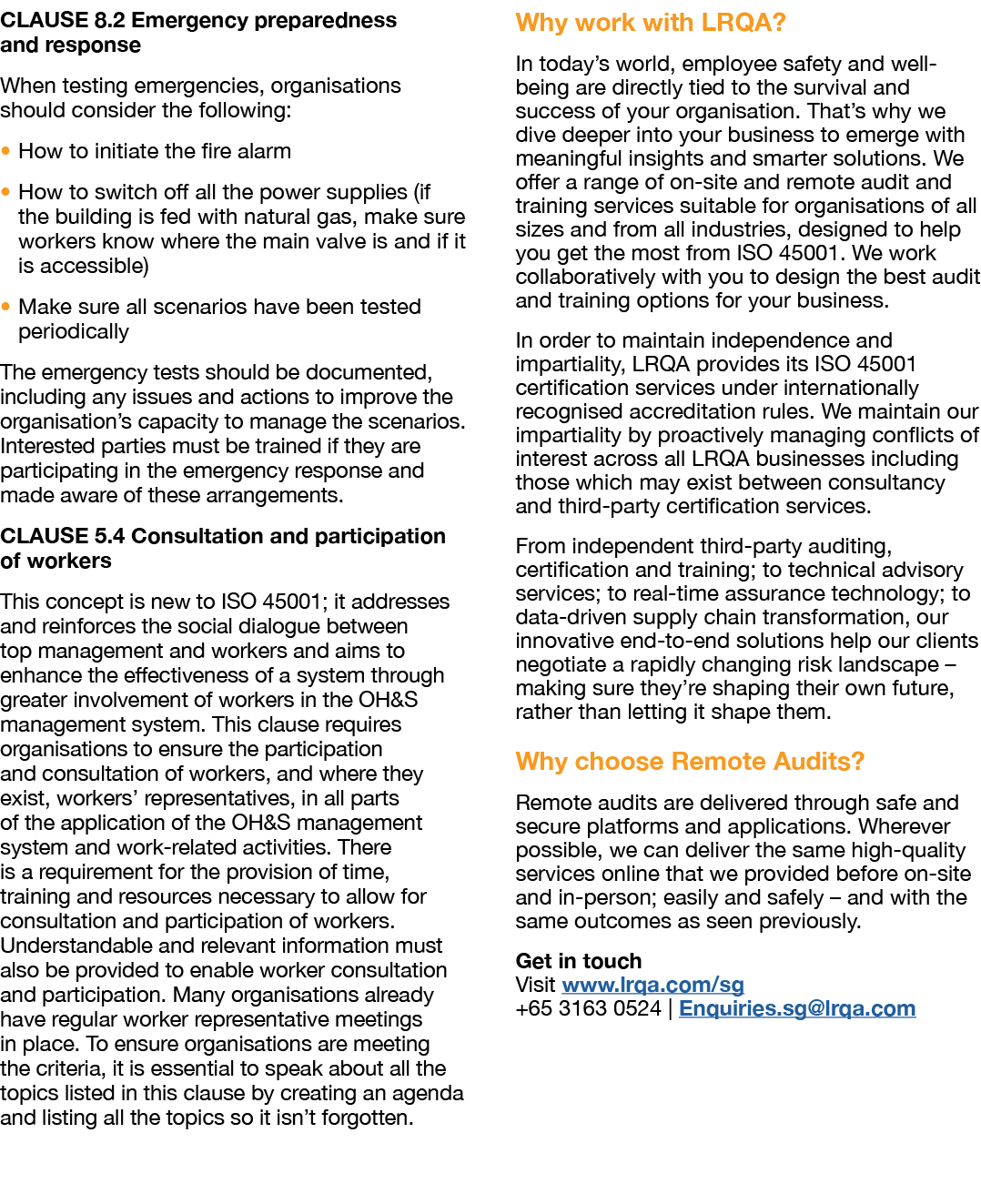 CLAUSE 8 2 Emergency preparedness and response When testing emergencies, organisations should consider the following:   