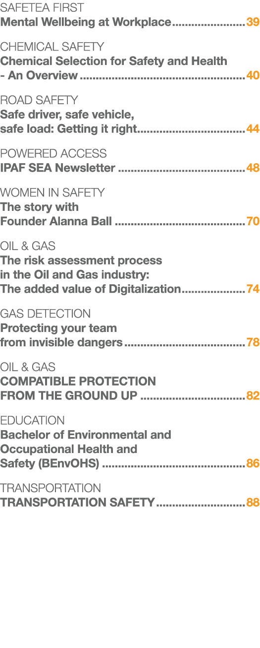 SAFETEA FIRST Mental Wellbeing at Workplace 39 Chemical Safety Chemical Selection for Safety and Health - An Overview   
