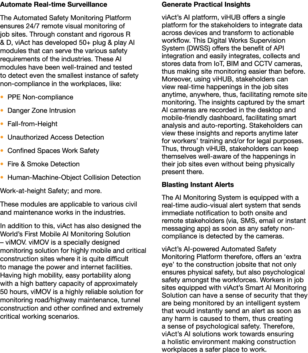 Automate Real-time Surveillance The Automated Safety Monitoring Platform ensures 24 7 remote visual monitoring of job   