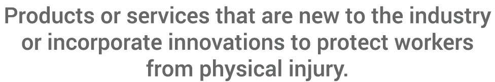 Products or services that are new to the industry or incorporate innovations to protect workers from physical injury 