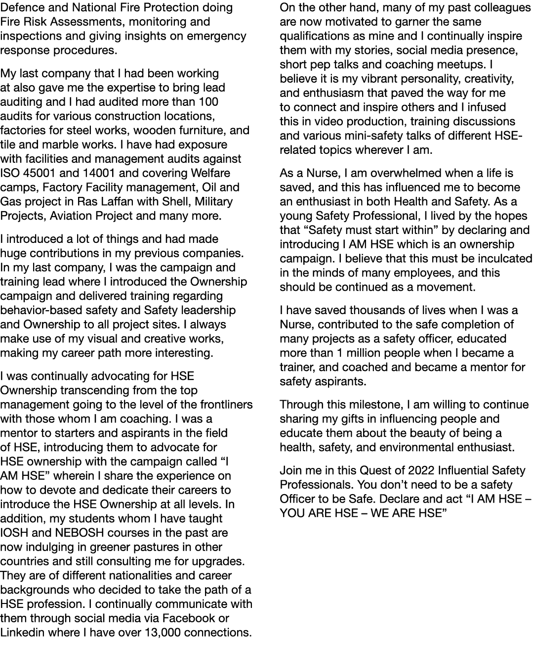 Defence and National Fire Protection doing Fire Risk Assessments, monitoring and inspections and giving insights on e   