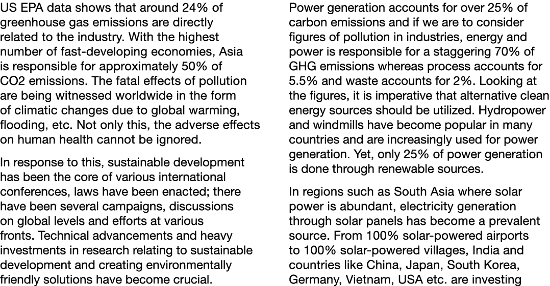 US EPA data shows that around 24% of greenhouse gas emissions are directly related to the industry. With the highest ...