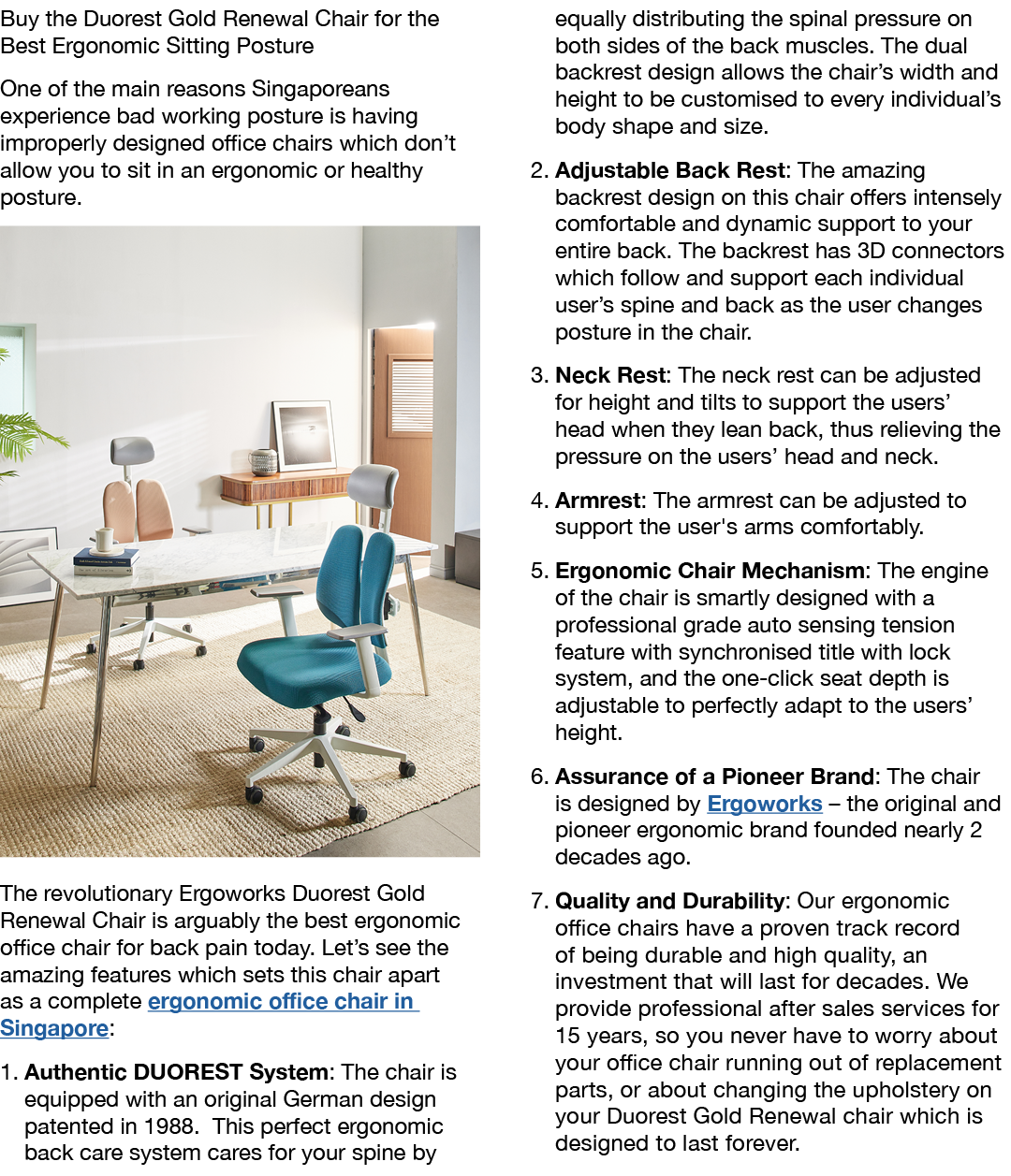 Buy the Duorest Gold Renewal Chair for the Best Ergonomic Sitting Posture One of the main reasons Singaporeans experi...