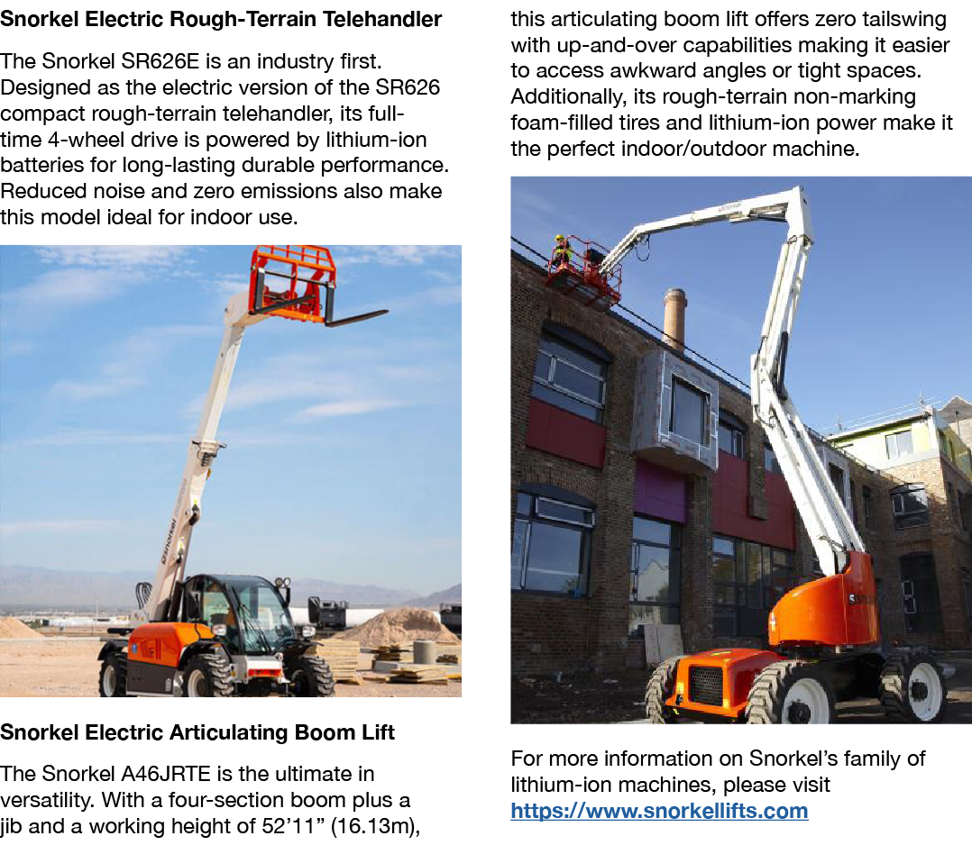 Snorkel Electric Rough Terrain Telehandler The Snorkel SR626E is an industry first. Designed as the electric version ...