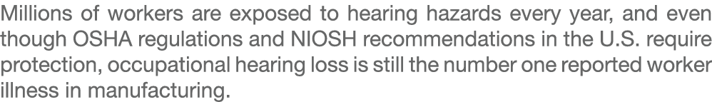 Millions of workers are exposed to hearing hazards every year, and even though OSHA regulations and NIOSH recommendat...