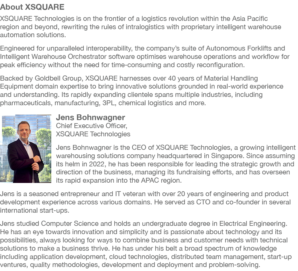 About XSQUARE XSQUARE Technologies is on the frontier of a logistics revolution within the Asia Pacific region and be...