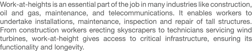 Work at heights is an essential part of the job in many industries like construction, oil and gas, maintenance, and t...
