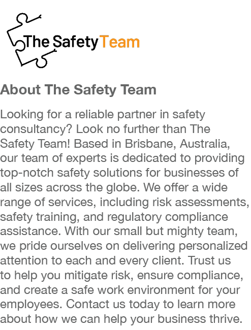  ￼ About The Safety Team Looking for a reliable partner in safety consultancy? Look no further than The Safety Team! ...