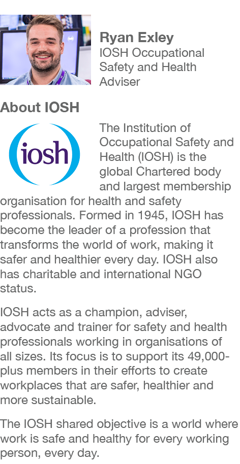 ￼Ryan Exley IOSH Occupational Safety and Health Adviser About IOSH ￼The Institution of Occupational Safety and Health...