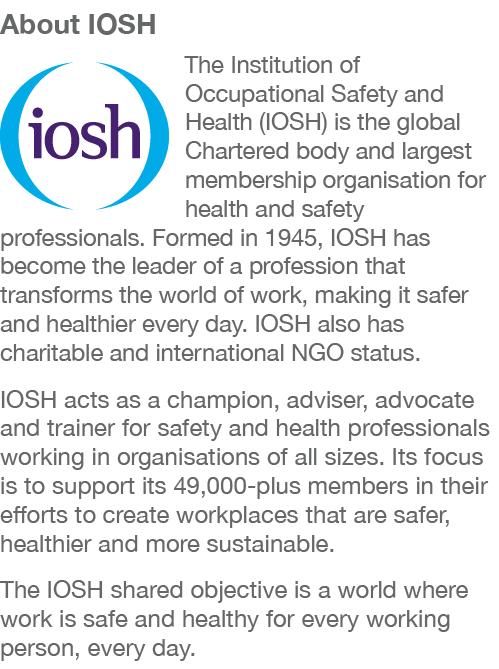About IOSH ￼The Institution of Occupational Safety and Health (IOSH) is the global Chartered body and largest members...