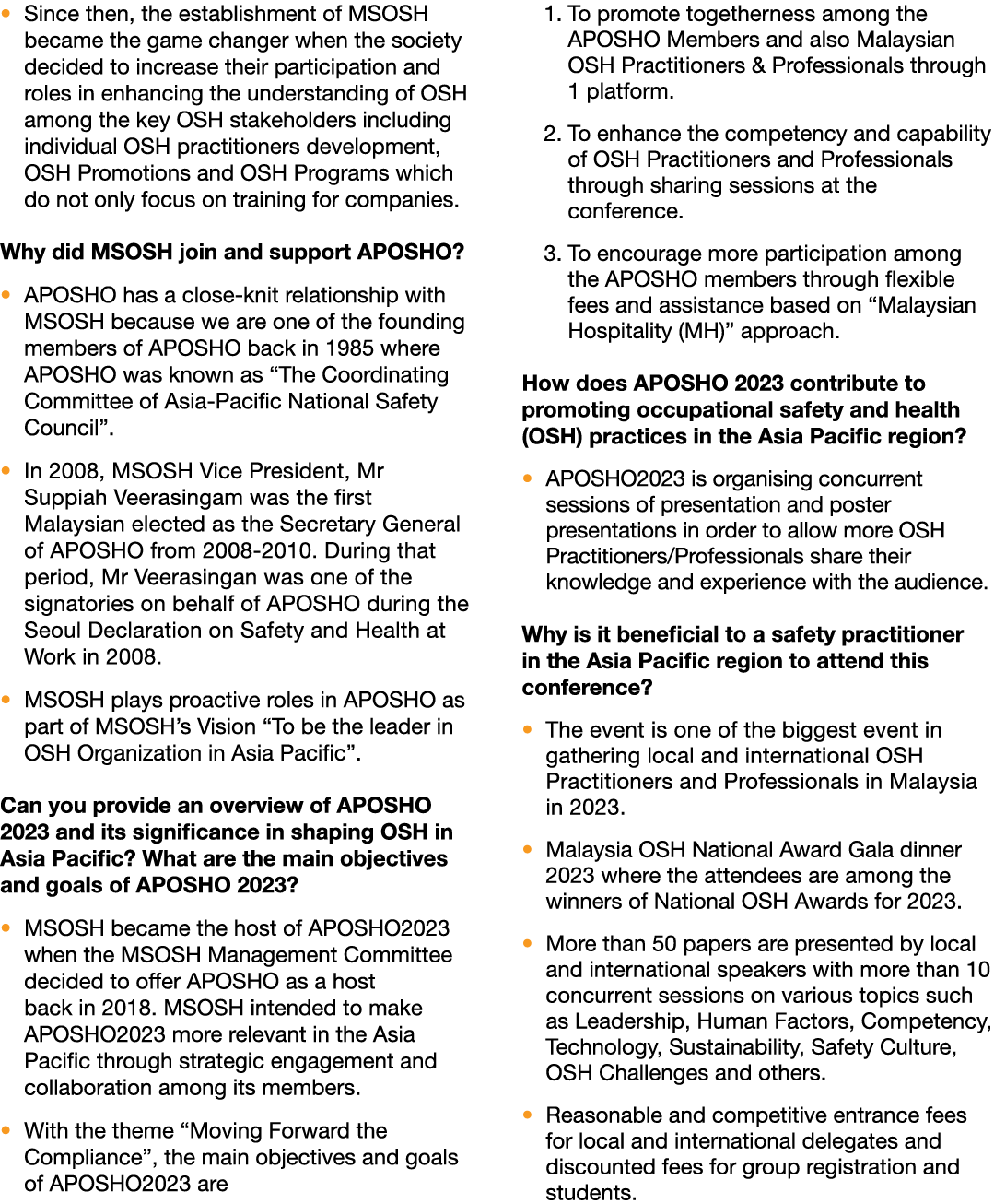 � Since then, the establishment of MSOSH became the game changer when the society decided to increase their participa...