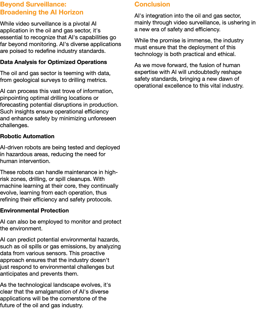 Beyond Surveillance: Broadening the AI Horizon While video surveillance is a pivotal AI application in the oil and ga...