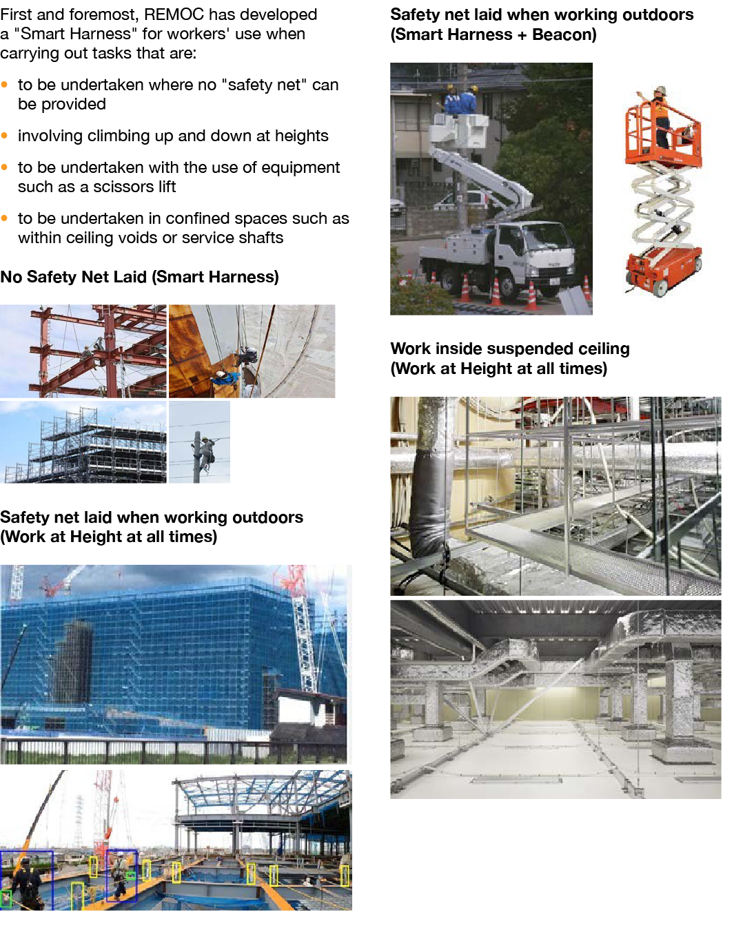 First and foremost, REMOC has developed a \“Smart Harness\" for workers' use when carrying out tasks that are: � to b...