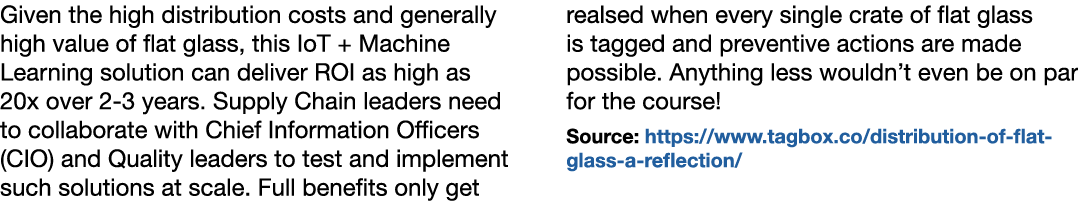 Given the high distribution costs and generally high value of flat glass, this IoT + Machine Learning solution can de...