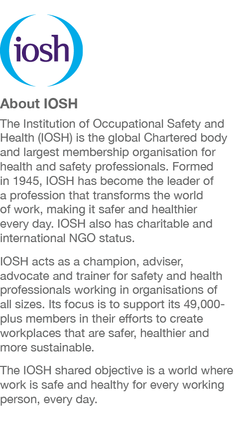￼ About IOSH The Institution of Occupational Safety and Health (IOSH) is the global Chartered body and largest member...
