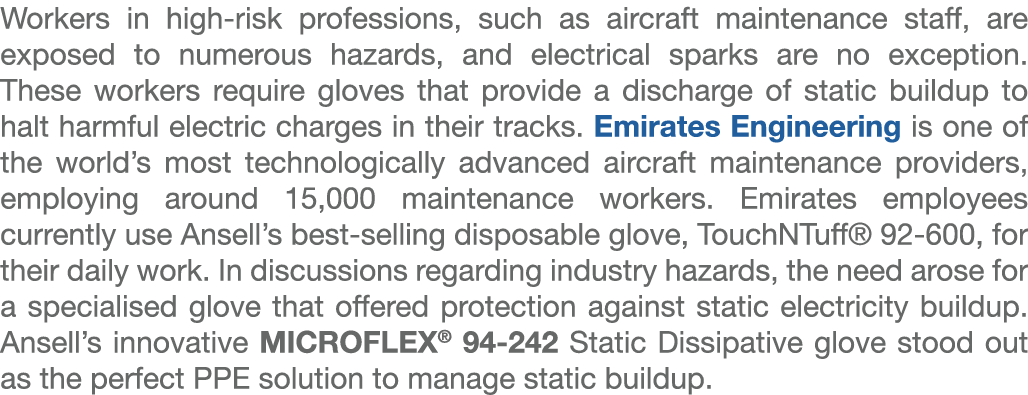 Workers in high risk professions, such as aircraft maintenance staff, are exposed to numerous hazards, and electrical...