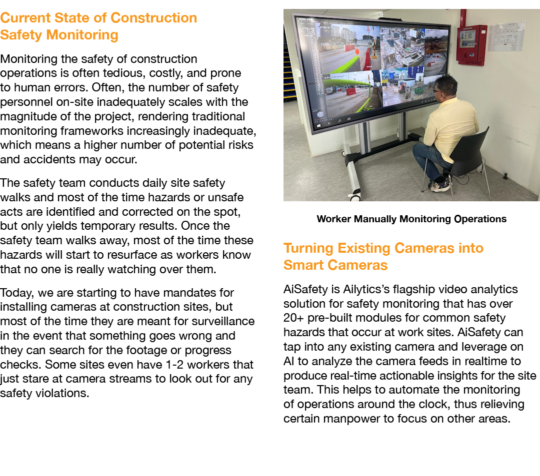 Current State of Construction Safety Monitoring Monitoring the safety of construction operations is often tedious, co...