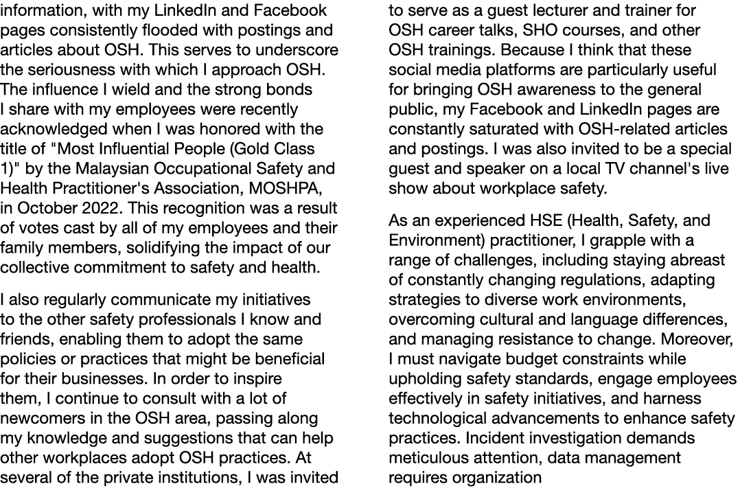 information, with my LinkedIn and Facebook pages consistently flooded with postings and articles about OSH. This serv...