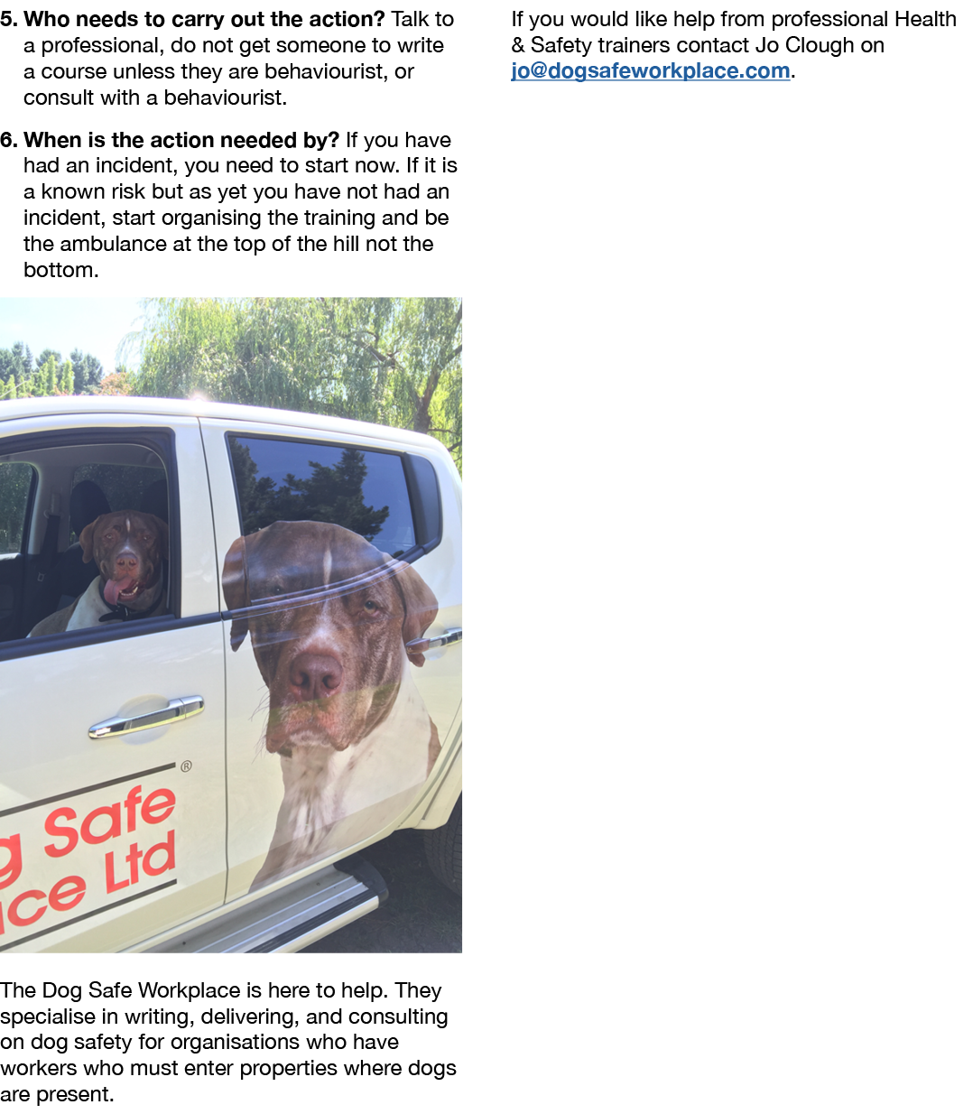 5. Who needs to carry out the action? Talk to a professional, do not get someone to write a course unless they are be...