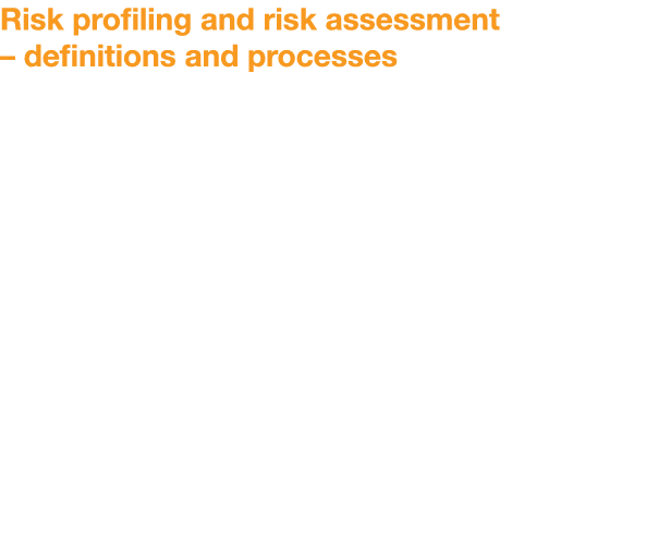 Risk profiling and risk assessment – definitions and processes Both risk profiling and risk assessment involve assess...