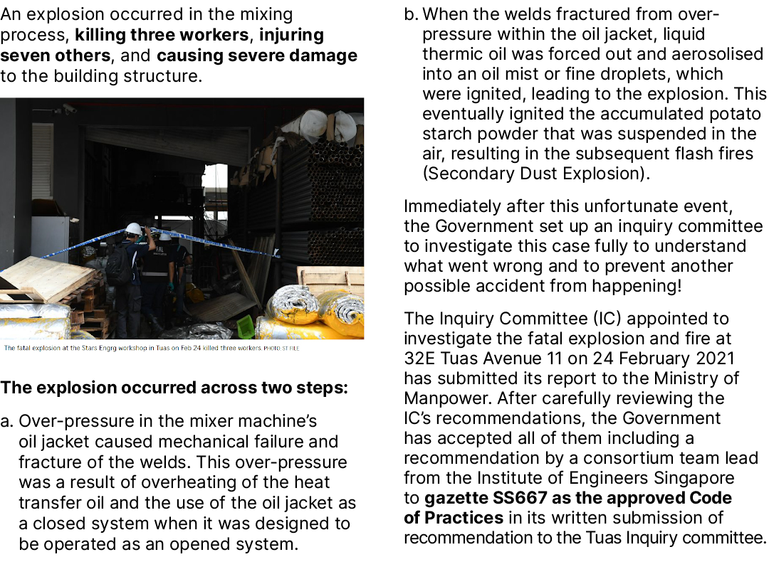 An explosion occurred in the mixing process, killing three workers, injuring seven others, and causing severe damage ...