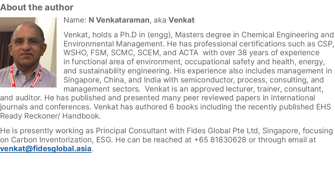 About the author ￼Name: N Venkataraman, aka Venkat Venkat, holds a Ph.D in (engg), Masters degree in Chemical Enginee...