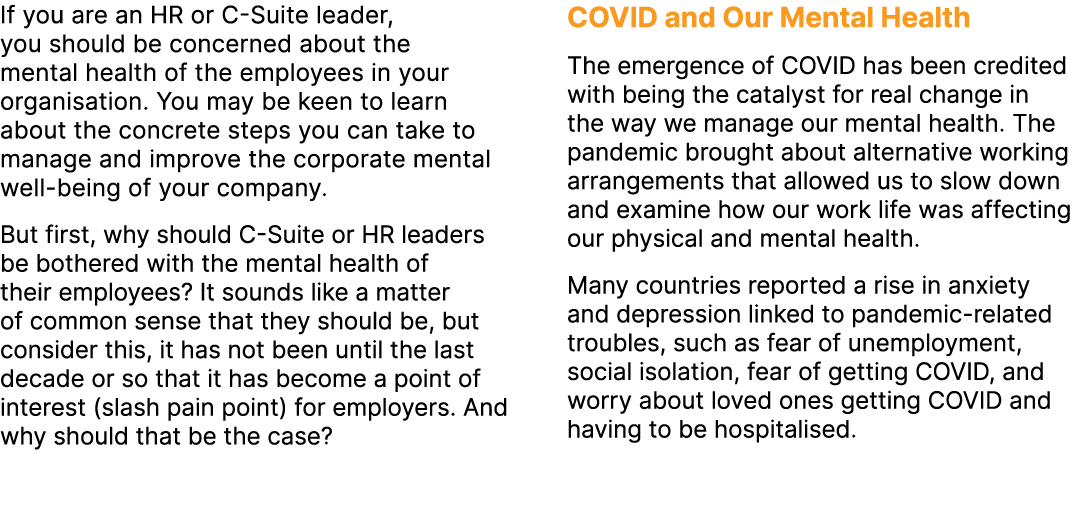 If you are an HR or C Suite leader, you should be concerned about the mental health of the employees in your organisa...