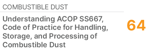 COMBUSTIBLE DUST,64,Understanding ACOP SS667, Code of Practice for Handling, Storage, and Processing of Combustible Dust