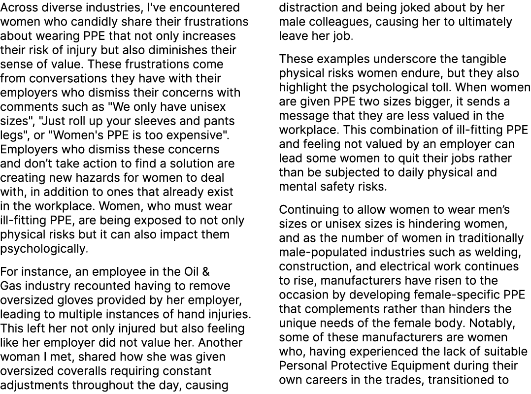 Across diverse industries, I've encountered women who candidly share their frustrations about wearing PPE that not on...