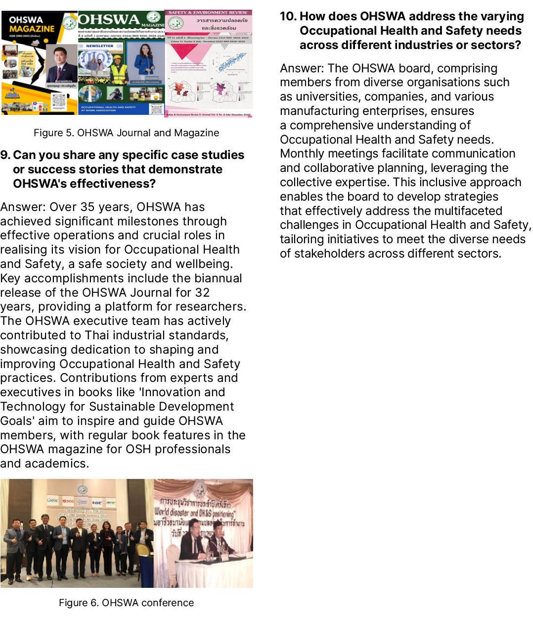 ￼ Figure 5. OHSWA Journal and Magazine 9. Can you share any specific case studies or success stories that demonstrate...