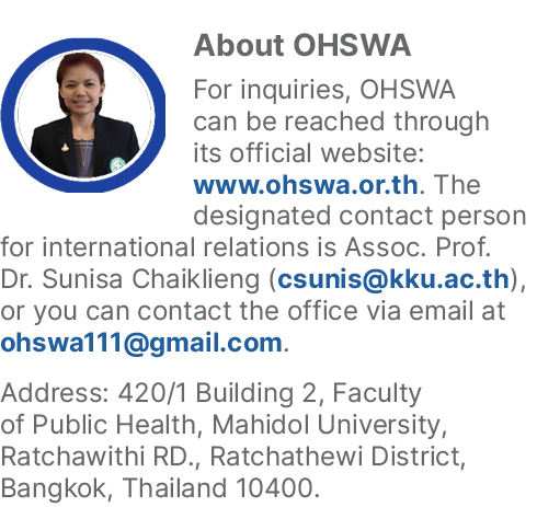 ￼About OHSWA For inquiries, OHSWA can be reached through its official website: www.ohswa.or.th. The designated contac...
